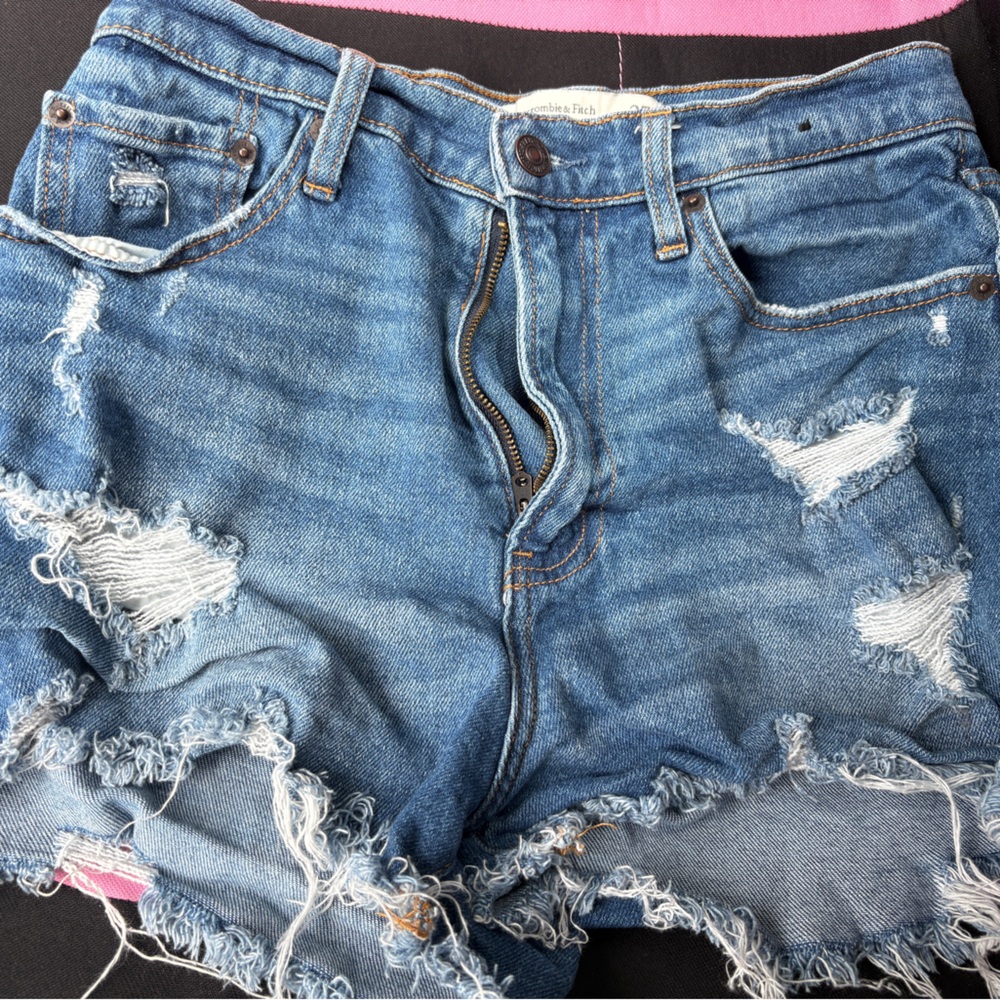 Abercrombie & Fitch Blue Jean Shorts Distressed Vintage Style